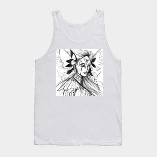 fairy butterfly girl in ecopop fantasy and magic wallpaper of wonders Tank Top